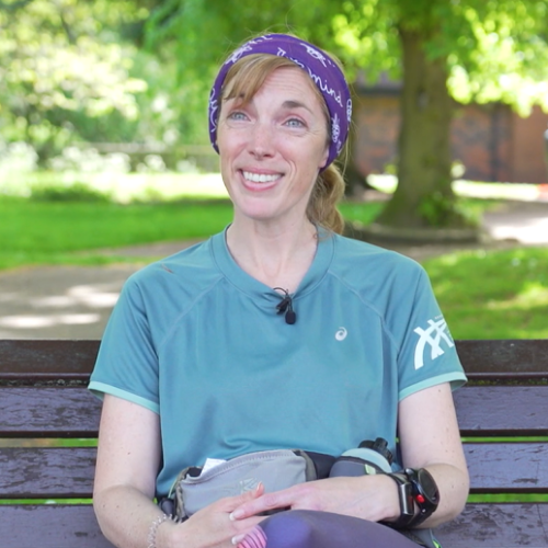 Hayley sitting on a bench